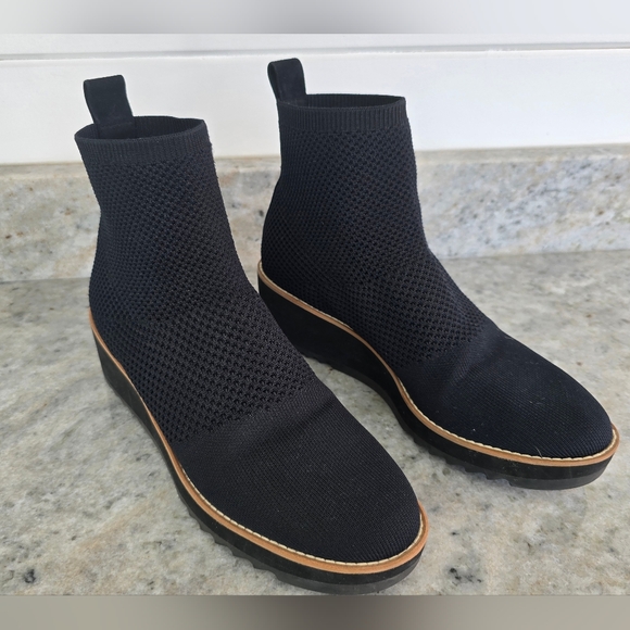 Eileen Fisher Black Knit Ankle Boots - Picture 1 of 10